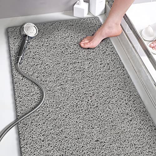 Shower Mats Non Slip Without Suction Cups, 15.736 Inch, Bath Mat for Textured Tub Surface, Loofah Mats for Shower and Bathroom, Quick Drying, Grey