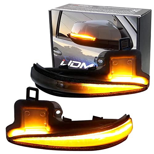 iJDMTOY Smoked Lens Dynamic Sequential Blink/Flow Full LED Side Mirror Turn Signal Light Assembly Kit Compatible With Toyota 2016-2023 Tacoma, 2019-up RAV4, 2020-up Highlander, etc