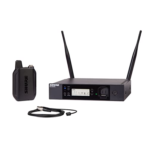 Shure GLX-D+ Dual Band Pro Digital Wireless Wireless Lavalier Microphone System for Church, Presentations & More, with WL93 Omnidirectional Mini Lav Mic, 300 ft Range, W12 hr Battery (GLXD14+/93-Z3)