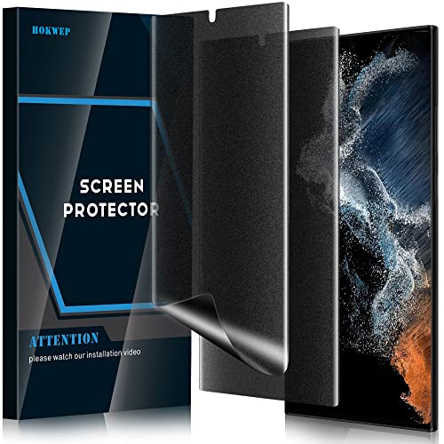 Hokwep [2 Pack] Galaxy S22 Ultra Screen Protector, Matte Privacy Full Adhesive Flexible TPU Film [Support in-Screen Unlock] [Anti Spy] [Case Friendly] for Samsung Galaxy S22 Ultra 5G 6.8''
