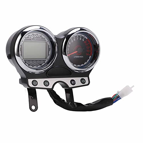 KIMISS Motorcycle LCD Gauge, 12V Motorbike Speedometer Tachometer Gear Mileage Display Fit for Suzuki EN125-3F EN150 2012-2016