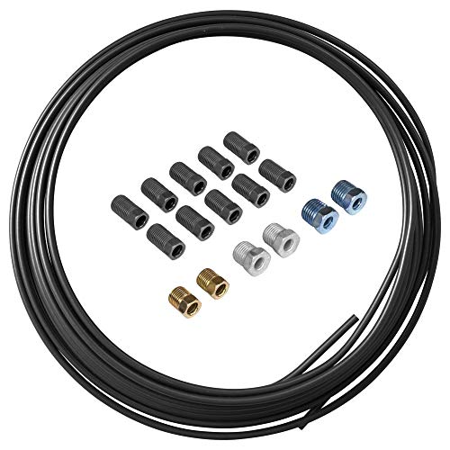 4LIFETIMELINES PVF-Coated Steel Brake, Fuel, Transmission Line Tubing Coil and Fitting Kit, 1/4 x 25 ft