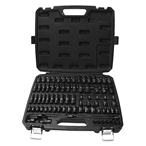 TIGHTSPOT 1/4" Drive 80pc Impact Socket MASTER SET, our Most Complete Set Ever with SAE & Metric from 3/16 Inch - 9/16 Inch, 4mm - 15mm, Standard/Deep/Universal & Torx & Inverted Torx Sockets & More