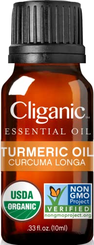 Cliganic Organic Turmeric Essential Oil, 100% Pure Natural for Aromatherapy | Non-GMO Verified