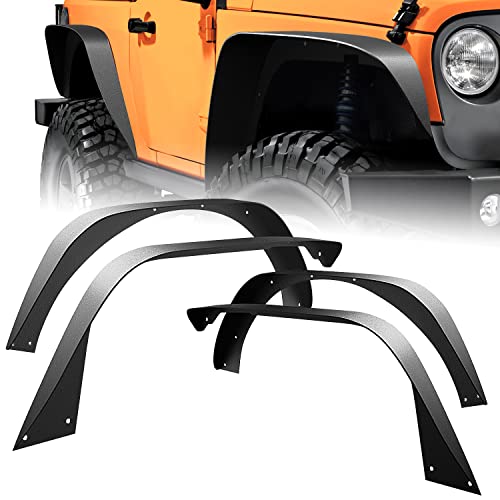 Nilight Off-Road Fender Flares Kit Compatible with 2018 2019 2020 2021 2022 2023 Wrangler JL & JLU 2/4 Doors Heavy-Duty Solid Steel Black Textured for JL Front Rear Flat-4pcs,2 Years Warranty