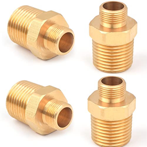 4 Pack RV Faucet Adapter 1/2 to 3/8 Reducer Faucet Supply Line Adapter Brass Compression Fitting Compatible with Plumbing Water Hose