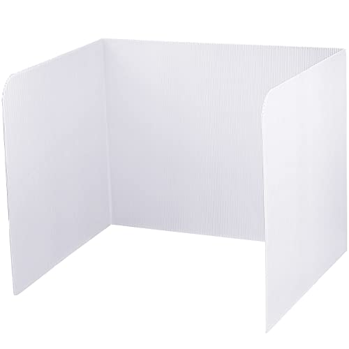 Plastic Shields Test and Desk Dividers Privacy Folders for Students Office Table Divider Classroom Trifold Board Study Carrels Discourage Student Cheating White, 45.3 x 13.5 Inch (20 Pcs)