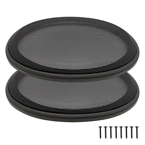 6" x 9" Speaker Grill Covers, Car Speaker Subwoofer Guard Protector, ABS Plastic Frame with Metal Mesh, Black - 2Pcs