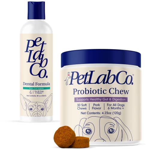 PetLab Co.  Dog Teeth Cleaning & Gut Health Bundle: Dog Dental Formula for Fresh Breath, Healthy Teeth & Gums & Dog Probiotics for Gut Health, Seasonal Allergies, Skin & Ear Yeast