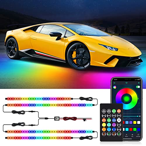Underglow Kit for Car, Car Led Underglow Lights for Trucks with App and Remote Control, 16 Million Dream Colors Chasing, 213 Scene Modes, Music DIY Mode, Under Car Led Lights Exterior for SUVs, Trucks