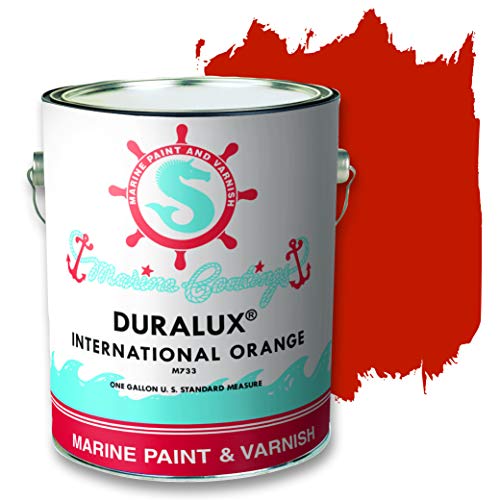 DURALUX Marine Enamel, International Orange, 1 Gallon, Topside Paint for Boats and Other Onshore or Offshore Marine Maintenance Applications, Adheres to Steel, Metal, Wood, Fiberglass & Aluminum