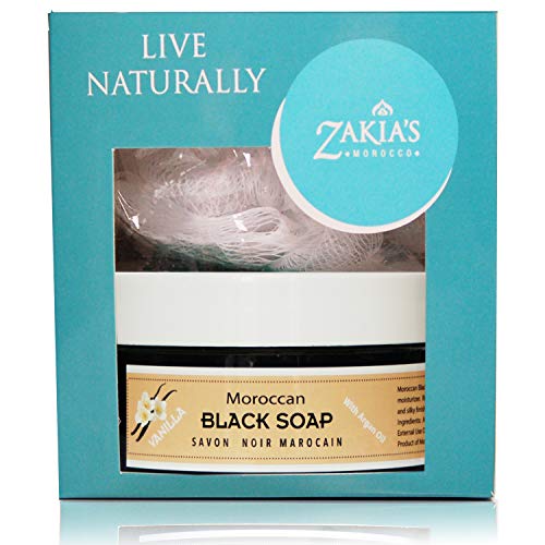 Zakia's Morocco Black Soap & Kessa Exfoliating Glove Special (Vanilla)