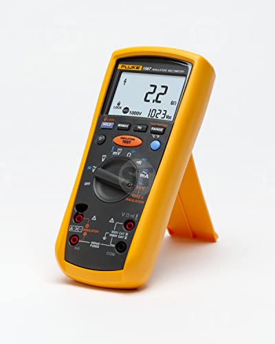 Fluke 1587 FC 2-in-1 Insulation Multimeter, True-RMS, Selectable Insulation Test Voltages Up To 1000 V, Pi/DAR Timed Ratio Tests, Measures Frequency, Includes Low-Pass Filter For Motor Drive VFD