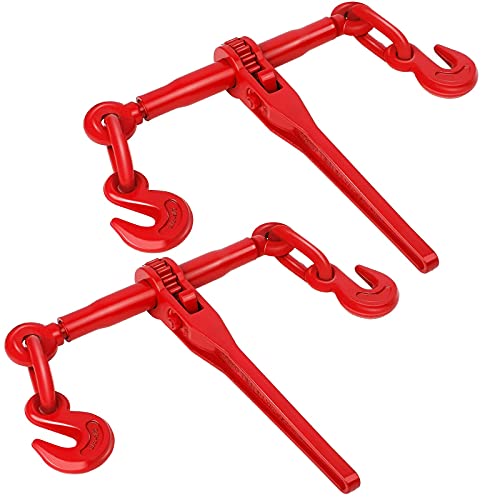 GPOAS Ratchet Chain Binder 3/8-1/2 Inch, 2 Pack Load Binders 9200 LBS Working Load Breaking Strength 33000 LBS Capacity, Heavy Duty Ratchet Boomer to A Truck Or Flatbed Trailer