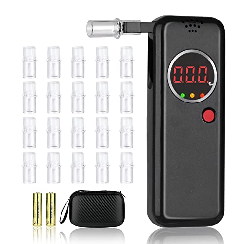 Chaoos Breathalyzer, Portable Professional High Precision Alcohol Tester, Breath Alcohol Tester LCD Digital Display with 20 Mouthpieces, Suitable for Personal/Professional and Home/Party Use (Black)