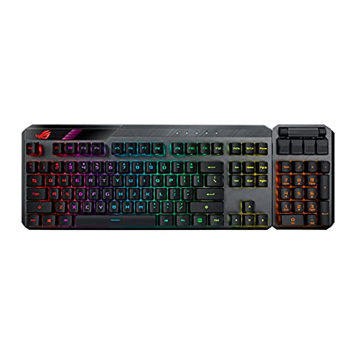 ASUS ROG Claymore II Wireless Modular Gaming Mechanical Keyboard (ROG RX Switches, detachable numpad & wrist rest for TKL 80%/100%, Aura Sync, media controls, fast charge, USB 2.0 Passthrough)-Black