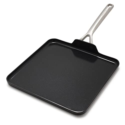 GreenPan GP5 Hard Anodized Advanced Healthy Ceramic Nonstick, 11" Square Griddle Pan, PFAS-Free, Induction, Dishwasher Safe, Oven & Broiler Safe, Black