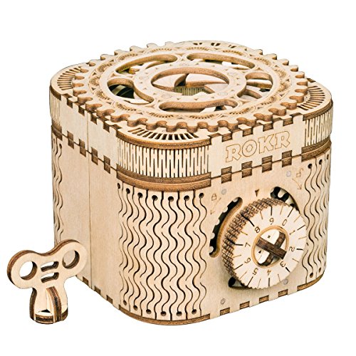 ROKR 3D Wooden Puzzle Mechanical Treasure Box Model DIY Brain Teaser Projects for Adult Kid Age 14+