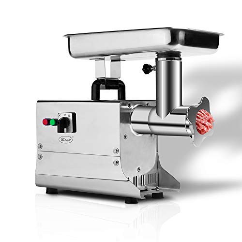 Zica #22 1.5HP Electric Stainless Steel Commercial Grade Meat Grinder & Sausage Stuffer 1100 Watts 485 LBS Per/Hr