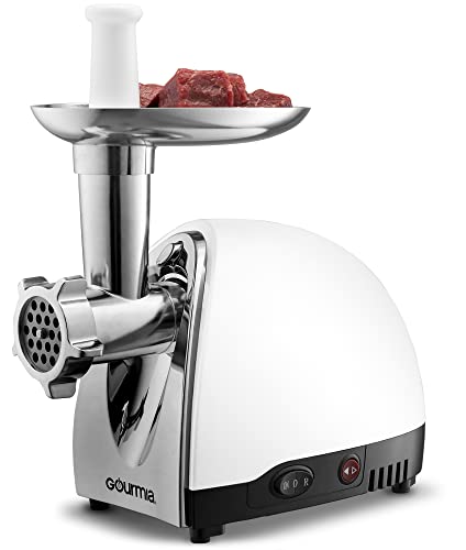 Gourmia Electric Meat Grinder 500 1000 Watt Max 3 Stainless steel grind plates fine to coarse commercial meat grinder machine white silver meat processor electric food mill grinder for kitchen GMG525