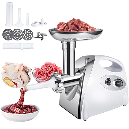 Meat Grinder Electric Ground Beef Machine Heavy Duty Sausage Stuffer Maker Stainless Steel Chicken Bones Food Grinders 110V Meat Mincer for Home Use