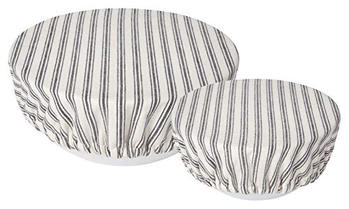 Now Designs Reusable Bowl Cover to Reduce Waste, Ticking Stripe - Large & Medium | Set of 2