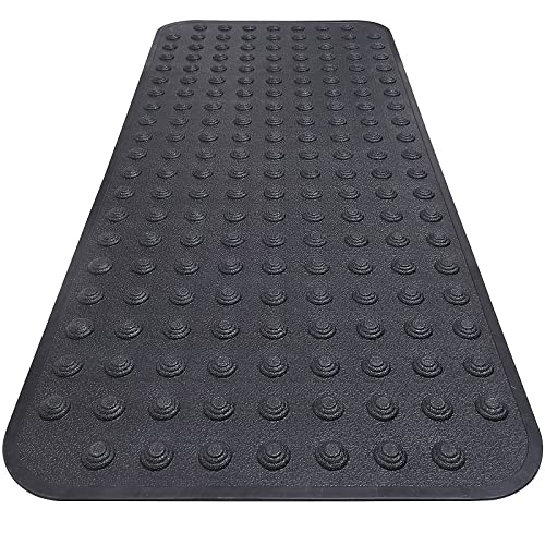 Yanzifly Bathtub Shower Mat Non Slip 18x40,Bath Mat for Bathroom Tub & Floor Textured & Smooth Surface, Silicon Extra Long Massage Bath Tub Mats No Slip Matt Non-Toxic Safe for Elderly & Kids-Black