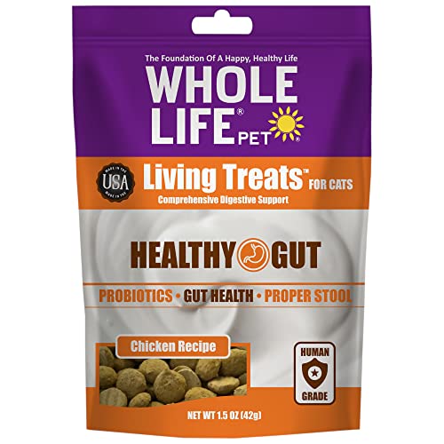 Whole Life Pet Living Treats for Cats  Healthy Gut with Chicken and Yogurt  Human Grade, Probiotics, Easy Digestion, Sensitive Stomachs - Made in The USA