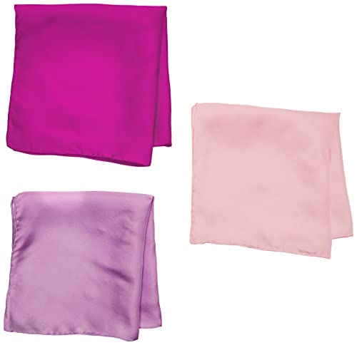 STACY ADAMS Men's 100% Silk Hand Rolled 17"x 17" Pocket Square Three Piece Set, Lilac-Pink-Fushia, One Size