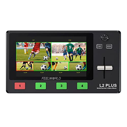 FEELWORLD L2 Plus 5.5" LCD Touch Screen PTZ Control Chroma Key USB3.0 Output Key Built-in Chroma Key and Logo Overlay USB3.0 Live Streaming-Multi-Camera Video Mixer Switcher
