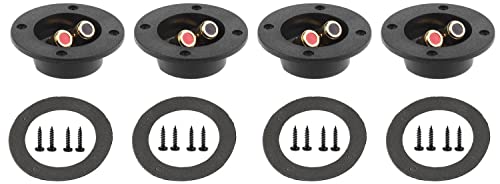 BlueMart 3 Double Binding Round Gold Plate Push Spring Loaded Jacks Connector Speaker Box Terminal Cup (Black - 4pcs)