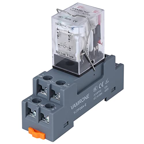 Electromagnetic Power Relay, 8-Pin 10 AMP 110V/120V AC Relay Coil with Socket Base, LED Indicator, DPDT 2NO 2NC - MY2NJ [Applicable for DIN Rail System]