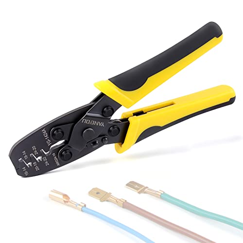 Yangoutool Open Barrel Terminal Crimper 1424A 24-14 AWG for Molex Deutsh Delphi Amp Tyco Jst Electrical Connectors Terminal Gauge Rachet Wire Crimping tool for Electricians