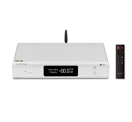 Topping D90SE MQA Full Balance HiFi DAC Bluetooth 5.0 ES9038PRO DSD1024 PCM32bit/768kHz USB/Coax/Opt/AES/IIS Desktop Audio Preamp Decoder (Sliver)