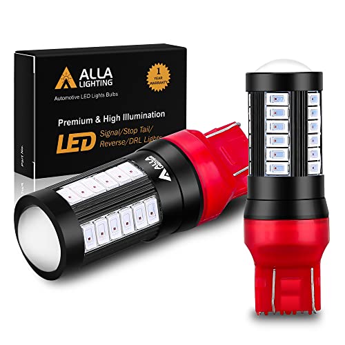 Alla Lighting T20 Base 7440 7443 Strobe LED Brake Lights Bulbs, Red Flashing Stop Lamps 7441 7443LL 7440LL W21W 992 2800 Lumens Xtreme Super Bright 12V 5730 33-SMD Replacement
