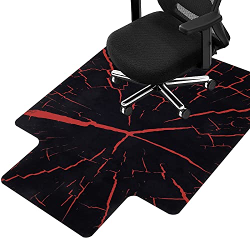 HiiARug Chair Mat for Hardwood & Tile Floor, Anti-Slip Floor Protector Rectangle Computer Gaming Chair Mat with Extended Lip, Large Chair Carpet for Home Office Gaming Room (with Lip 47"x35", Red)