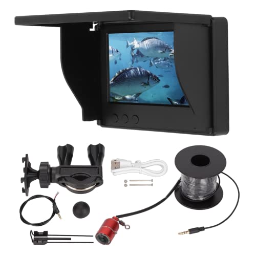 Underwater Fishing Camera, 4.3 Inch HD Waterproof Ice Fishing Camera Professional Fish Finder with Monitor Holder for Ice Lake Sea Boat Fishing
