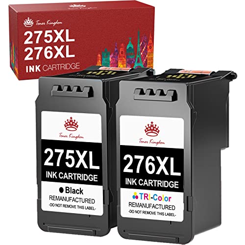 Toner Kingdom PG-275 CL-276 Ink Cartridges for Canon Ink 275 and 276 High Capacity 275XL 276XL Ink Cartridges for PIXMA TS3520 TS3522 TS3500 TR4720 TR4722 TR4700 Printers (1 Black, 1 Color)
