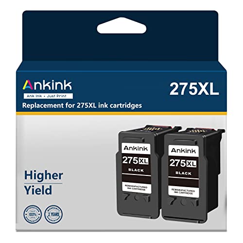 Ankink 275XL Remanufactured Ink Cartridge Replacement 275 Black XL PG275 for Canon PG-275 Compatible with Canon PIXMA TS3520 TS3522 TS3500 TR4720 TR4700 Printers (2 Pack)