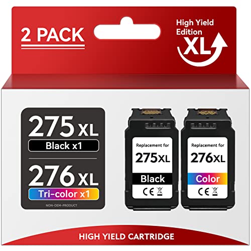 PG-275XL/ CL-276 XL Replacement for Canon 275XL and 276XL Ink Cartridges Combo Pack Fit for Canon PIXMA TS3520 TS3522 TS3500 TR4720 TR4700 TR4722 Printers (1 Black & 1 Color, 2-Pack)
