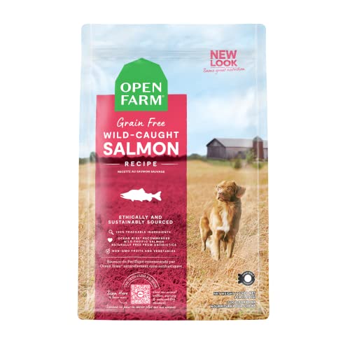 Open Farm Wild-Caught Salmon Grain-Free Dry Dog Food, Fresh Pacific Salmon Recipe with Non-GMO Superfoods and No Artificial Flavors or Preservatives, 4 lbs