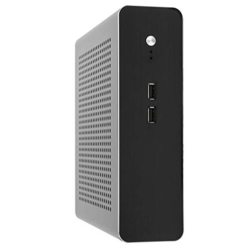 PC Computer Case,Mini HTPC Chassis,Full Aluminum DC?ATX Power Supply Mini?ITX Case,for Desktop Computer Advertising Machines, Horizontal,Vertical,Wall?Mounted((Black USB2.0)