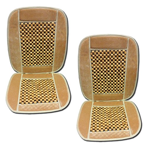 CPR Therapeutic Premium Natural Wood Beaded Seat Cushion- Massage Therapy seat Cushion- Universal- Home Office Auto (2 Pcs. Beige)