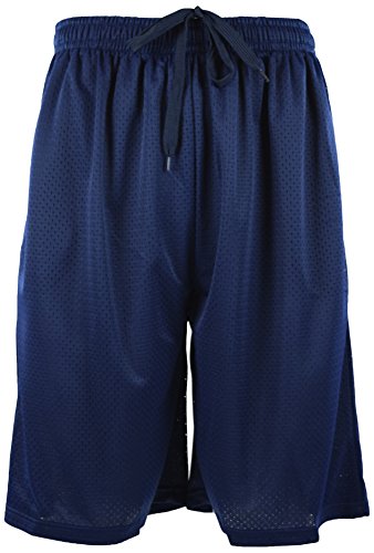 ChoiceApparel Mens Training/Basketball Shorts with Pockets (L, MESH-Navy)