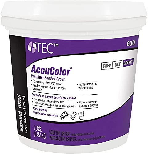 TEC AccuColor - Premium Sanded Grout - Enhanced Color-Consistent, Wear-Resistant, Shrink-Resistant Joint Filler for use with Tile - 1 LB - 934 Slate Gray