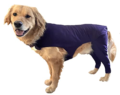 Buckwheat Dog Hind Leg Sleeve Prevents Licking Back Legs, Cone of Shame Alternative, Recovery Suit with Pants Cover and Protect Wounds, Granulomas, After Surgery Leg TPLO Incisions Large Plus, Blue