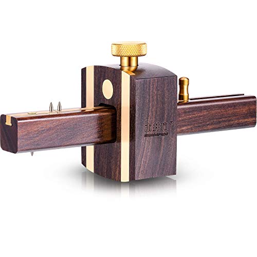 Mortise Gauge Woodworking Marking Gauge Ebony Mortise Square Gauge 6.4 Inches Sliding Mark Scraper Marker Measuring Tool with Brass Screw Type Adjustable Head Meter Carpentry Carpenter Accessories