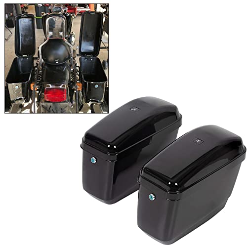 KUAFU Motorcycle Hard Saddlebags Compatible With Yamaha Honda Shadow Kawasaki Vulcan VN Trunk Saddle Bags W/Mounting bracket Black