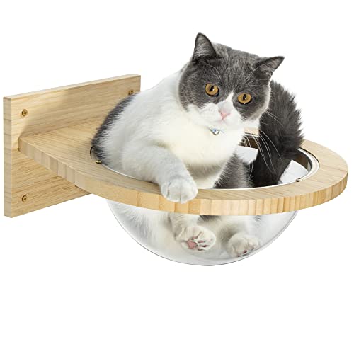 Yangbaga Cat Hammock, Wall Mounted Bamboo Cat Wall Furniture, Durable Transparent Cat Beds & Furniture for Kittens and Adult Cats, Cat Wall Shelves for Sleeping and Resting