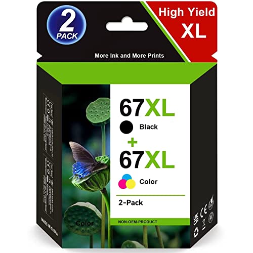  67XL Black/Tri-Color High Yield Ink Cartridge Combo Pack | Works for HP DeskJet 2700, 2755e, 4155e, 4100 Series, for HP Envy 6000, 6400, 6055e Series Printer